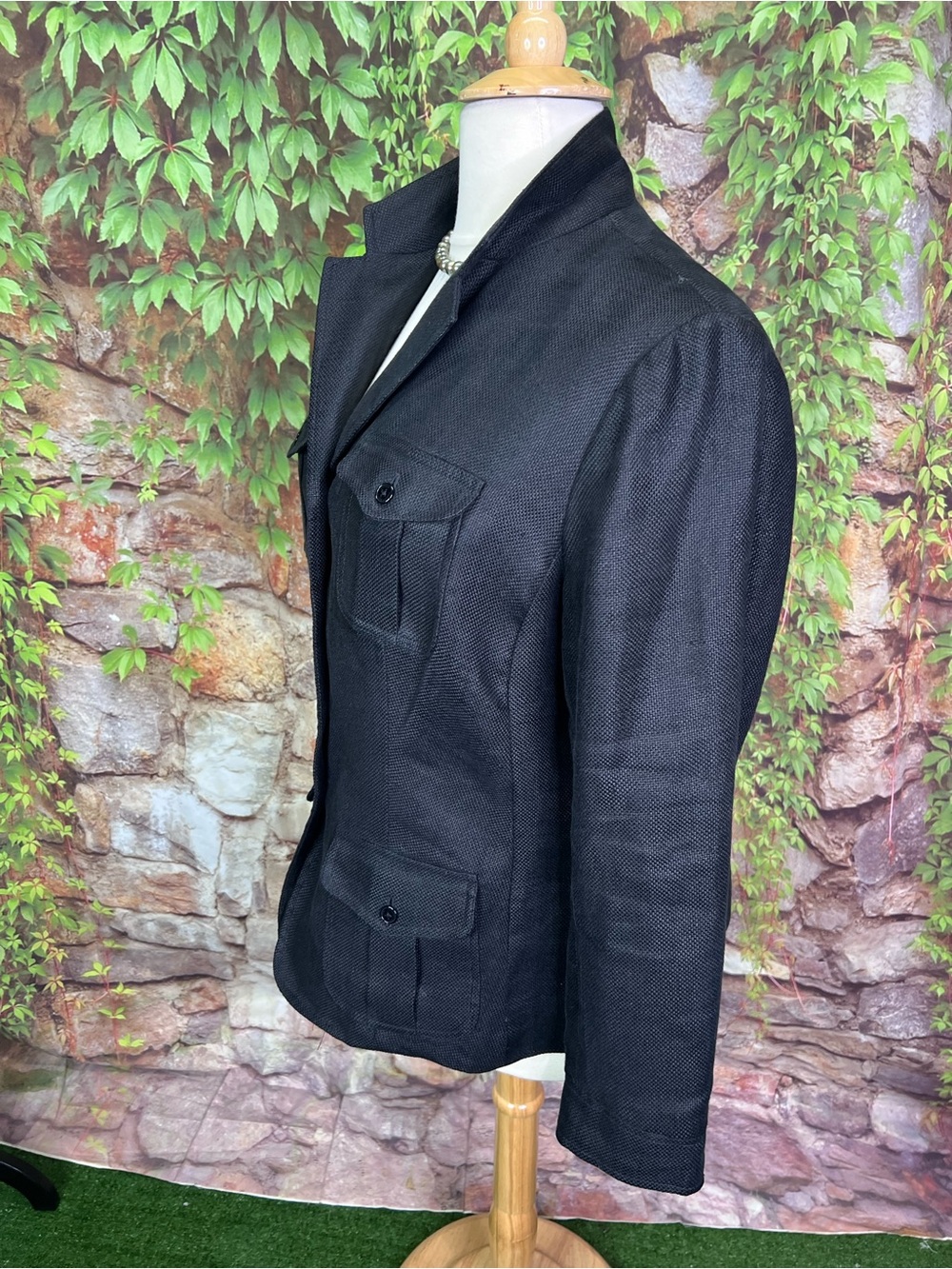 LAUREN RALPH LAUREN Brown/Gray Linen Classic Safari Quiet Luxury Jacket, 18W - Picture 4 of 11
